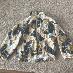 East west silks Nautical Themed Silk Jacket - Blue and White